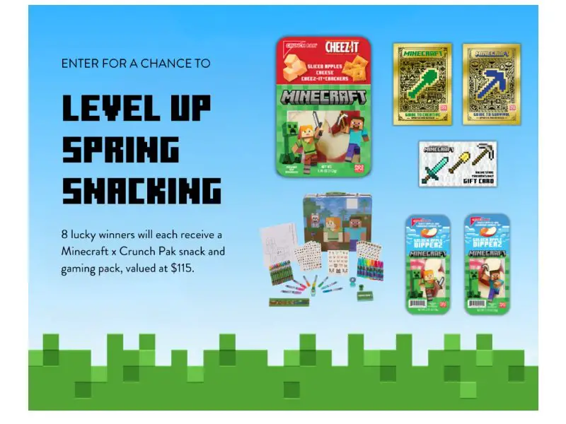 Crunch Pak X Minecraft Level Up Spring Snacking Sweepstakes - Win Minecraft Books, Toys & More (8 Winners)