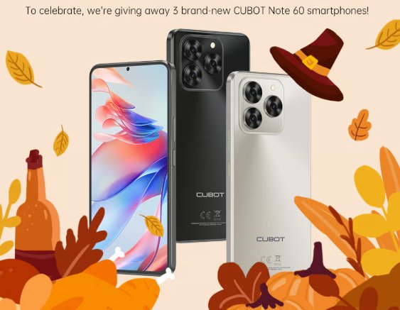 Cubot Thanksgiving Giveaway - 3 Smartphones Up for Grabs