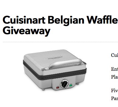 Cuisinart Belgian Waffle Maker Giveaway