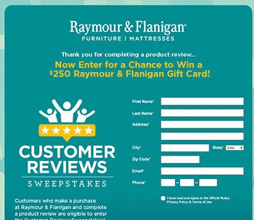 Customer Product Review Sweepstakes