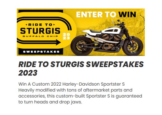 Cycle Gear Ride To The Sturgis Sweepstakes - Win A Custom 2022 Harley-Davidson Sportster S Motorcycle + More