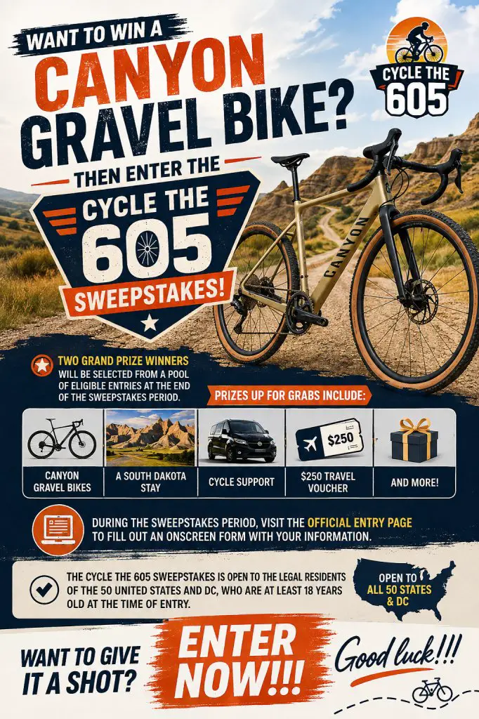 Cycle The 605 Sweepstakes – Win A Canyon Gravel Bike & A South Dakota Getaway (2 Winners)