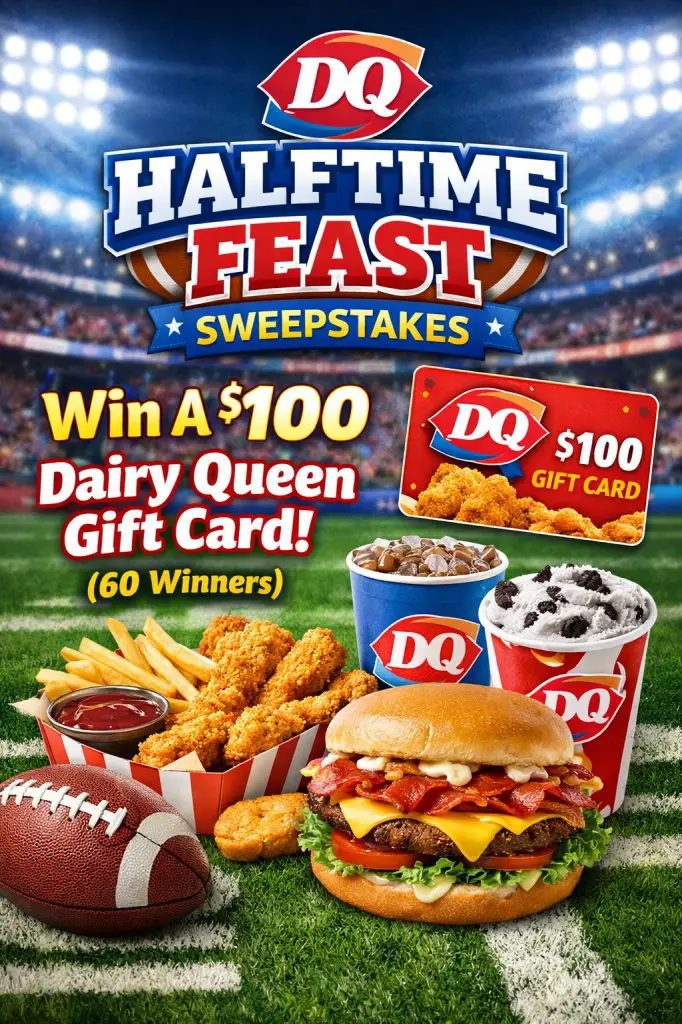Dairy Queen Halftime Feast Sweepstakes – Win A $100 Dairy Queen Gift Card (60 Winners)