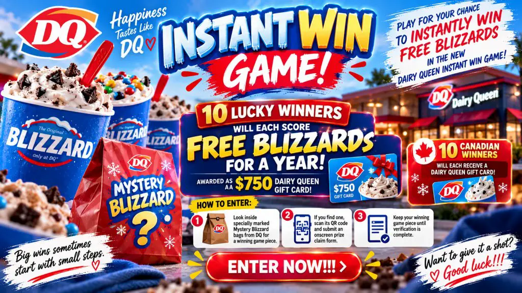 Dairy Queen Instant Win Game – Free Blizzards For A Year