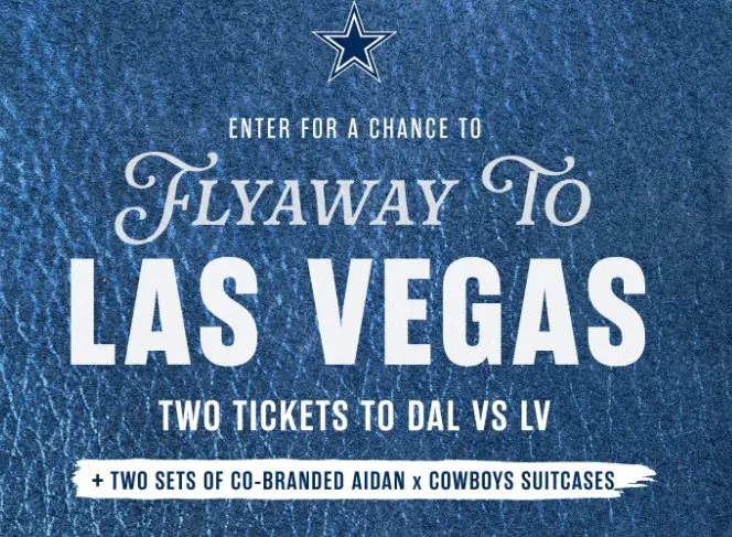 Dallas Cowboys Aidan Luggage Flyaway Sweepstakes - Win a Trip for 2 to Vegas for a Cowboys vs Raiders Game