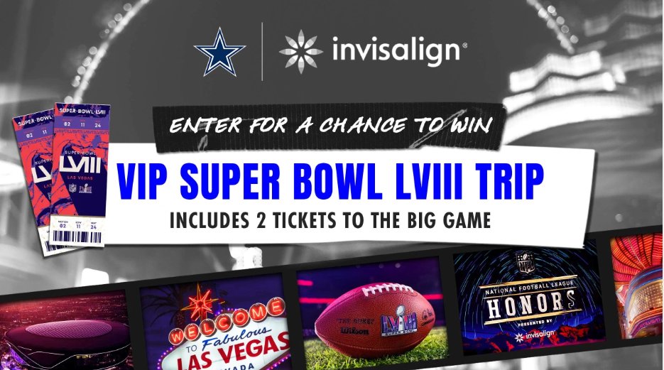 Dallas Cowboys Invisalign Super Bowl Sweepstakes – Enter For A Chance To Win VIP Super Bowl LVIII Trip