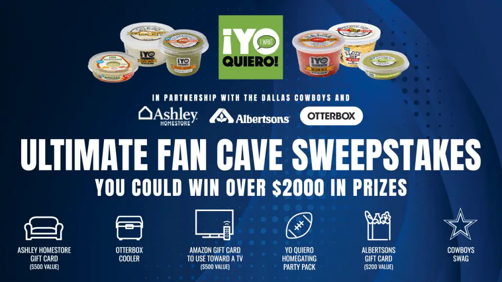 Dallas Cowboys Yo Quiero! Ultimate Fan Cave Sweepstakes - Win $500 Gift Card, $200 Grocery Gift Card & More