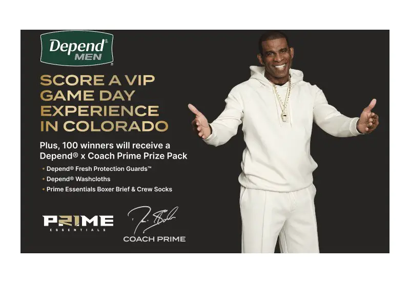 Depend X Coach Prime Sweepstakes - Win A Trip For Two To Boulder, CO & Meet Coach Prime