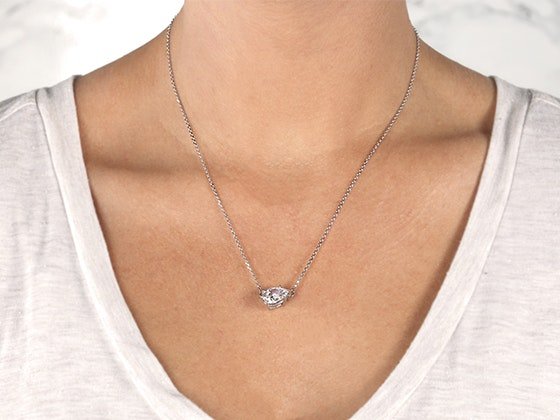Diamond Nexus 1.71ct White Gold East West Pear Necklace Sweepstakes