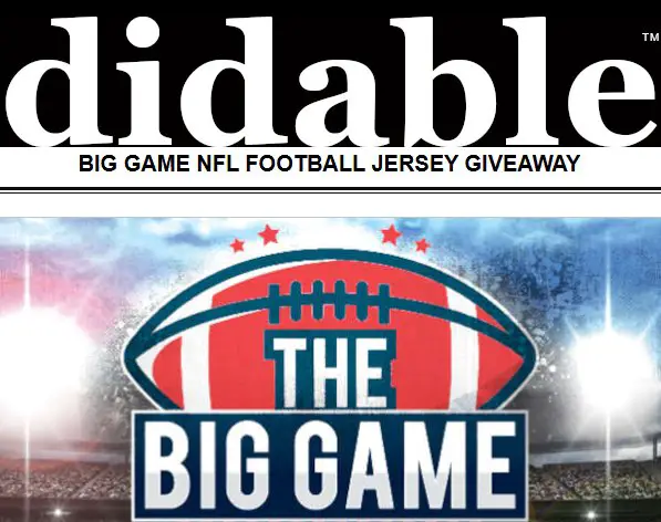 Didable BIG GAME NFL Football Jersey Giveaway - Win an NFL Jersey of Your Choice.