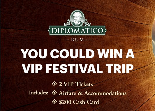 Diplomatic Rum Festival Sweepstakes - Win A Trip To A Music Festival (4 Winners)