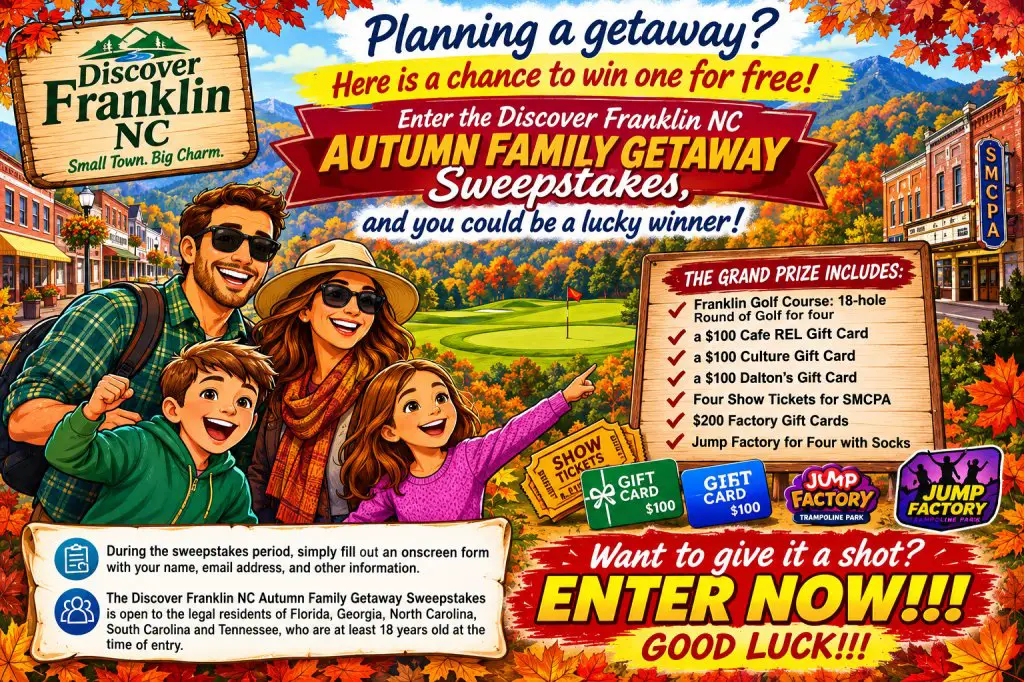 Discover Franklin NC Autumn Family Getaway Sweepstakes – Win A Discover Franklin NC Autumn Family Getaway Package