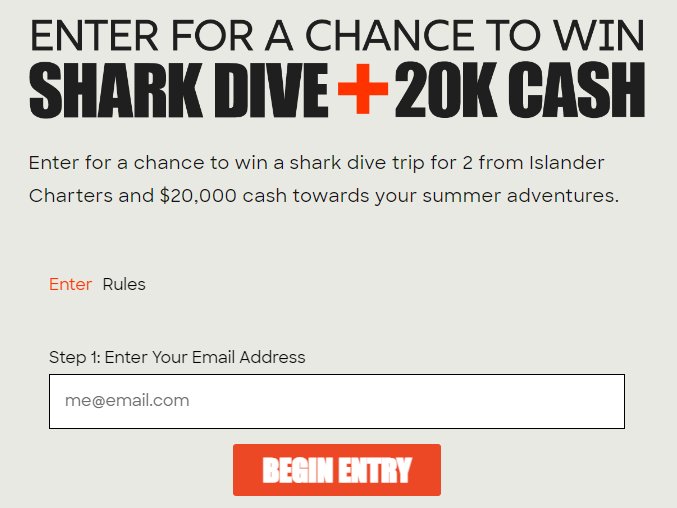Discovery Shark Week Sweepstakes - Win A Shark Dive Trip + $20,000 Cash