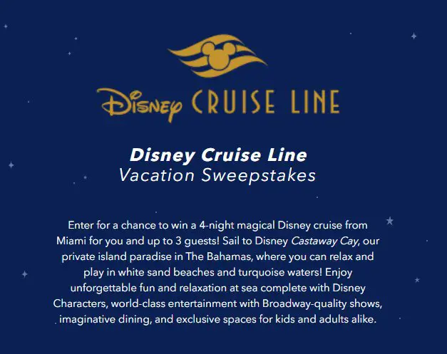 Disney Cruise Line Vacation Sweepstakes - Win A $9,000 Family Cruise