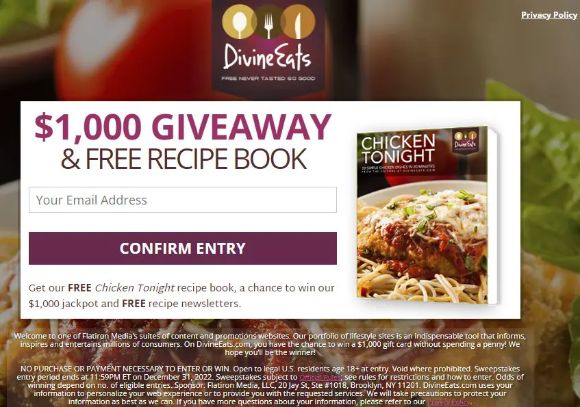 Divine Eats $1,000 Gift Card Giveaway