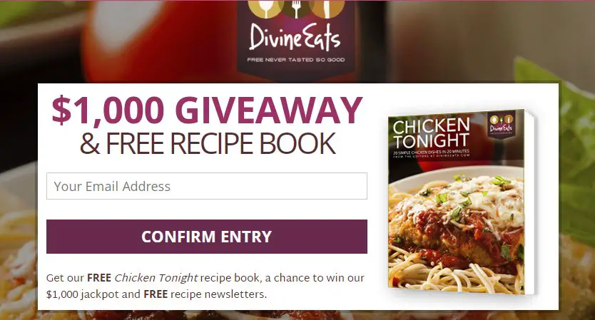 Divine Eats Free Gift Card Giveaway – Win $1,000 Gift Card & 1 Free Chicken Tonight Recipe Book