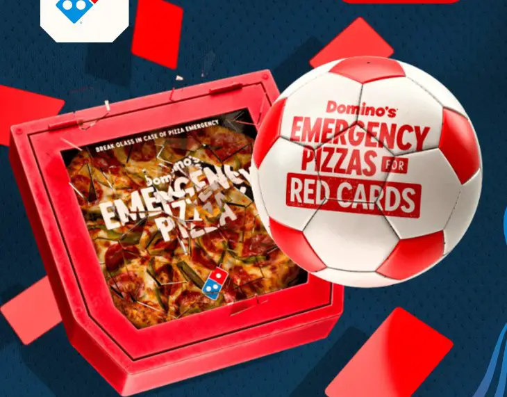 Domino’s Emergency Pizza Red Card Sweepstakes - 63,371 winners; free medium 2-topping pizza