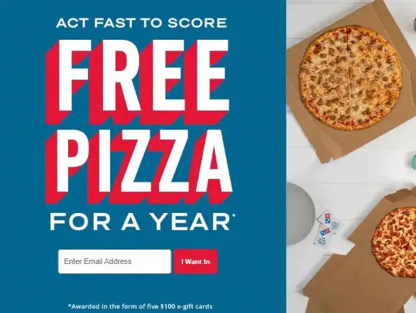 Domino’s Quikly Free Pizza For A Year Giveaway - Win $500, $100, $50 Domino's Gift Cards & More (5003 Winners)