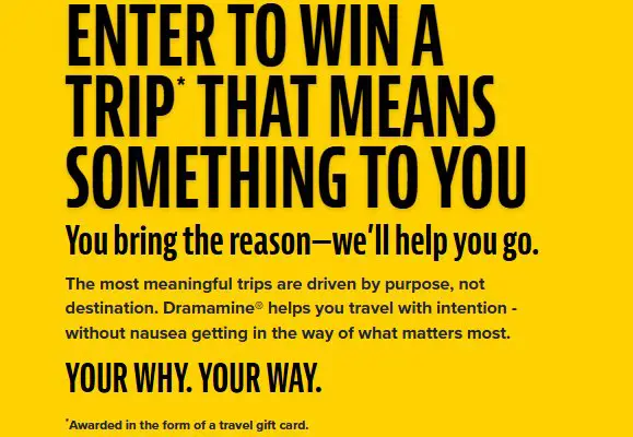 Dramamine Your Why. Your Way. Sweepstakes - Win a $5,000 Travel Gift Card
