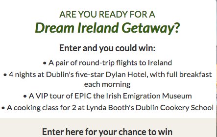 Dream Ireland Getaway 2018 Sweepstakes