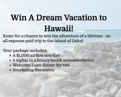 Dream Vacation To Hawaii Sweepstakes