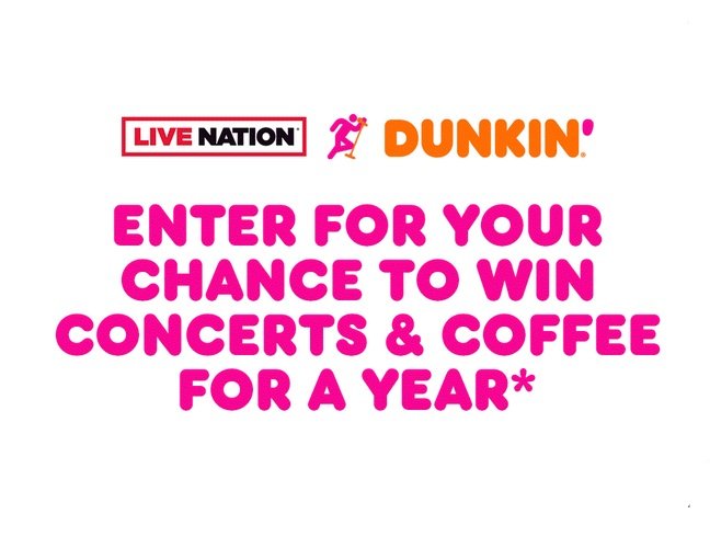 Dunkin' Concerts & Coffee For A Year Venue Sweepstakes - Win Free Concerts & Coffee For A Year