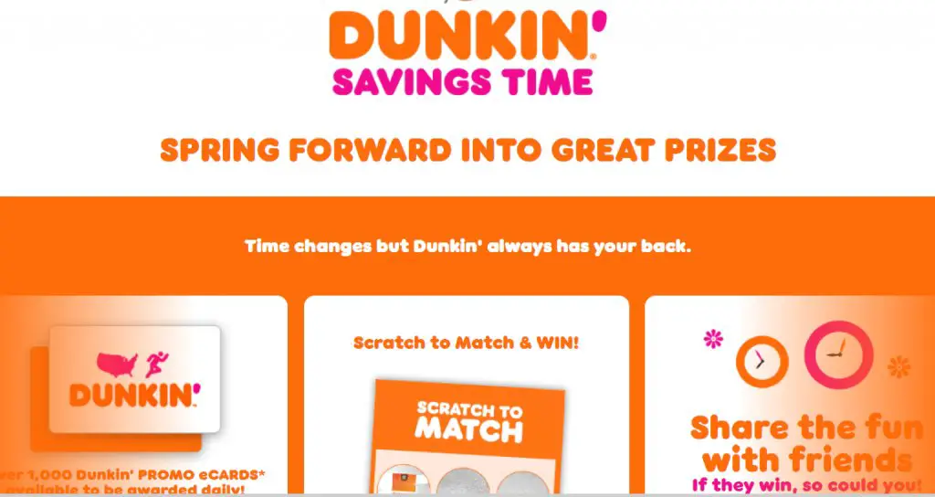 Dunkin' Donuts Instant Win Game And Sweepstakes - Lots Of Prizes To Be Won In The 2022 Dunkin' Savings Time Spring Promotion