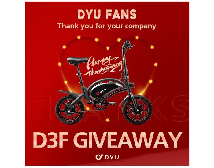 DYU Thanksgiving Day Giveaway - Win a DYU D3F Smart eBike