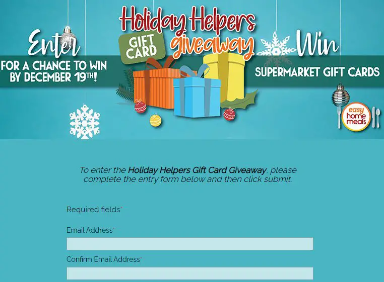 Easy Home Meals Holiday Helpers Gift Card Giveaway - Win A $250 or $100 Gift Card