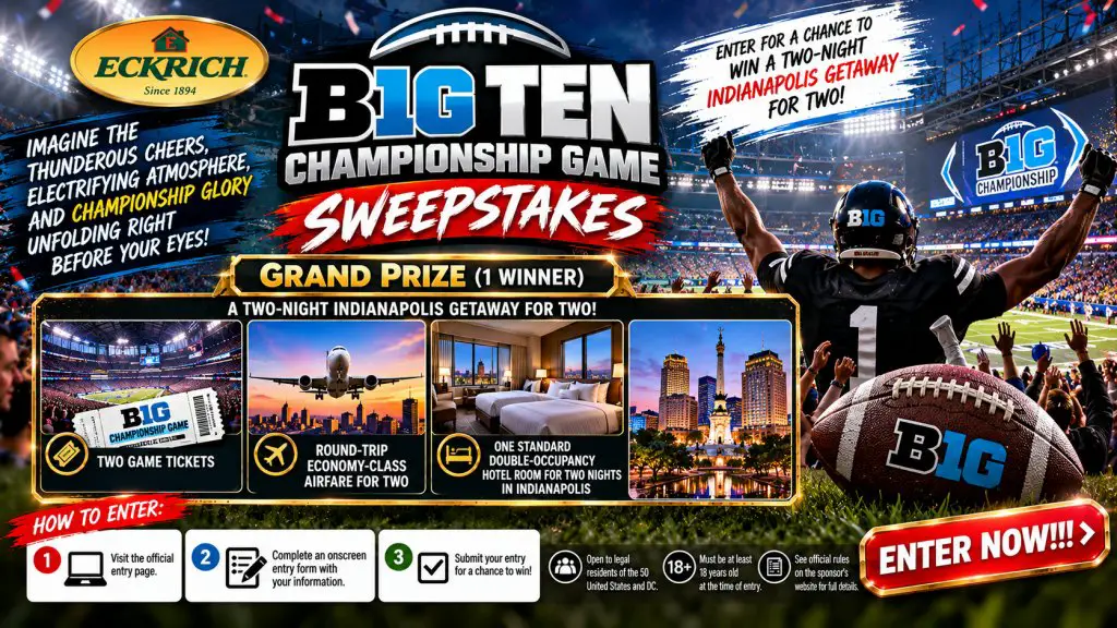 Eckrich Big Ten Championship Game Sweepstakes – Win An Unforgettable 2-Night Indianapolis Adventure For 2