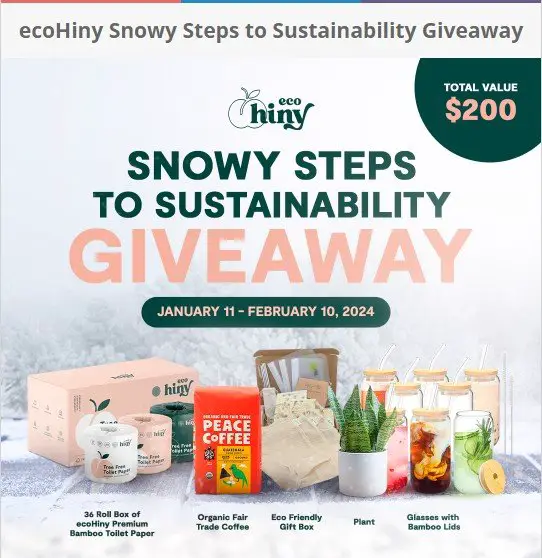 ecoHiny Snowy Steps to Sustainability Sweepstakes –  Win A $200 Prize Pack