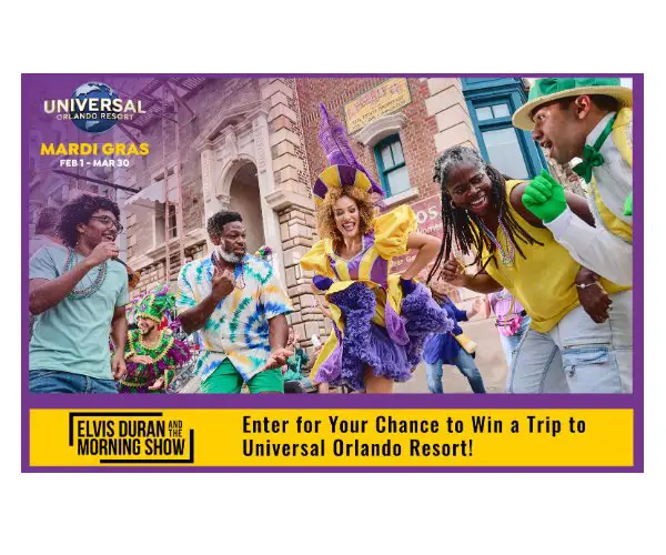 Elvis Duran & The Morning Show Universal Orlando Mardi Gras Flyaway Sweepstakes - Win A Trip For 2 To Universal Orlando