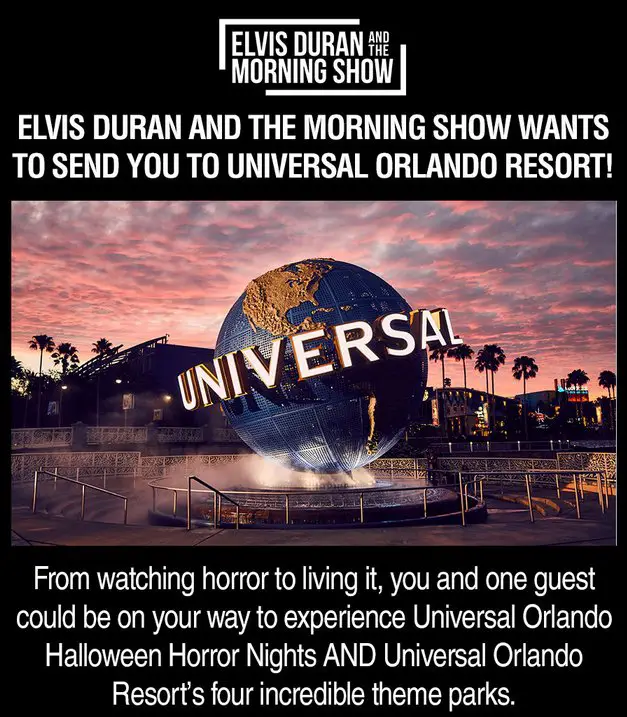 Elvis Duran And The Morning Show Universal Orlando Resort Flyaway Sweepstakes - Win A Trip For 2 To Universal Orlando Resort