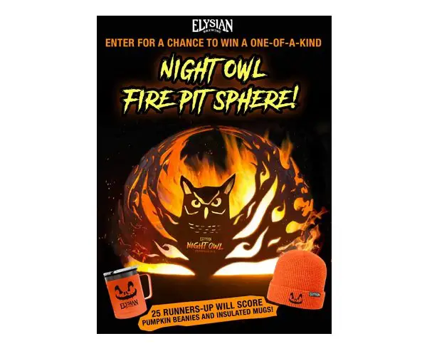 Elysian Night Owl Sweepstakes - Win a Fire Pit Worth $2,300