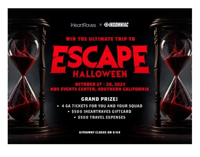 iHeartRaves Escape Halloween 2023 Giveaway - Win A Trip For 4 To Escape Halloween 2023