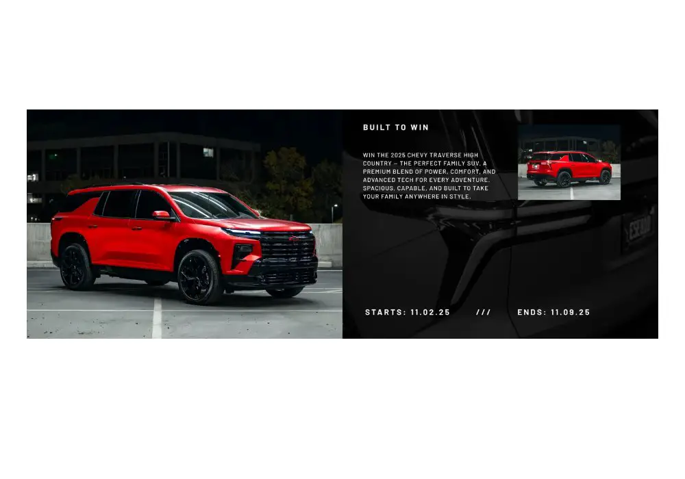 Enforce NR#69 Sweepstakes - Win A 2025 Chevy Traverse & $30,000