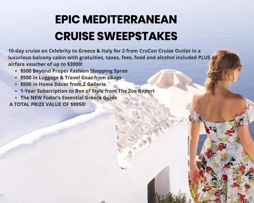 Epic Mediterranean Cruise Sweepstakes