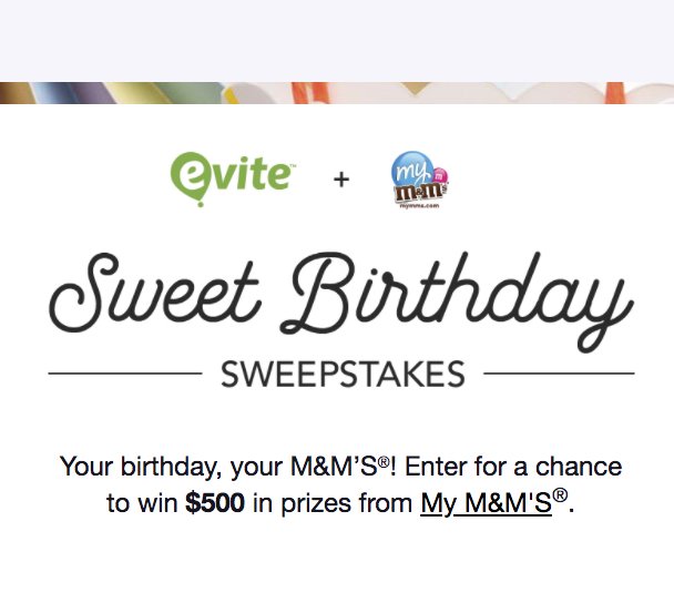 EVITE Sweet Birthday Sweepstakes