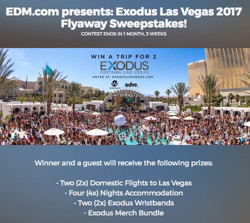 Exodus Las Vegas 2017 Flyaway Sweepstakes