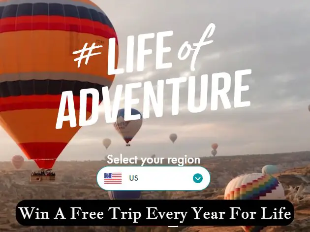 Exodus Life Of Adventure Sweepstakes - Win A Free Trip Every Year For Life