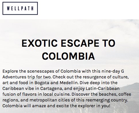 Exotic Escape to Colombia Sweepstakes