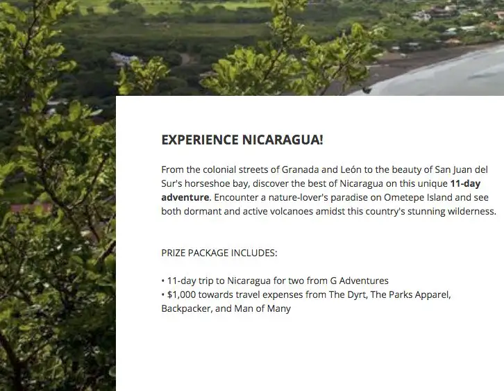 Experience Nicaragua Sweepstakes