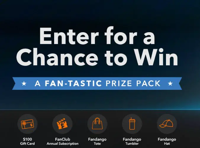 Fandango’s SMS Sweepstakes - $100 Fandango Gift Card, 1-year FanClub Subscription & Merch
