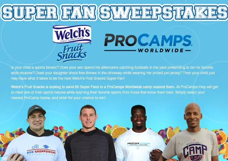 Attention Super Fans! Enter The Welch’s Fruit Snacks ProCamps Super Sweepstakes