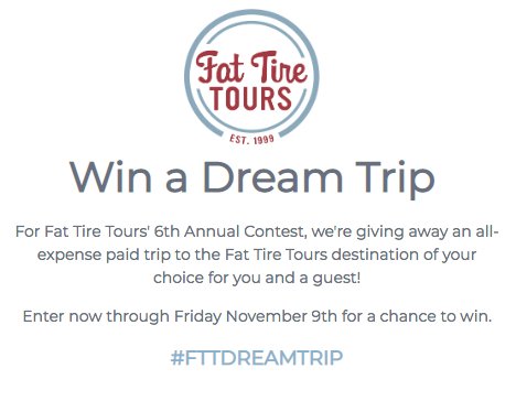 Fat Tire Tours Win a Dream Trip Sweepstakes