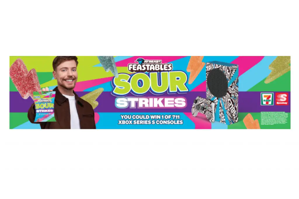 Feastables Sour Strikes And Milk at 7-Eleven & Speedway Sweepstakes - Win An XBOX Series S Or One Your Supply Of Feastables Chocolate