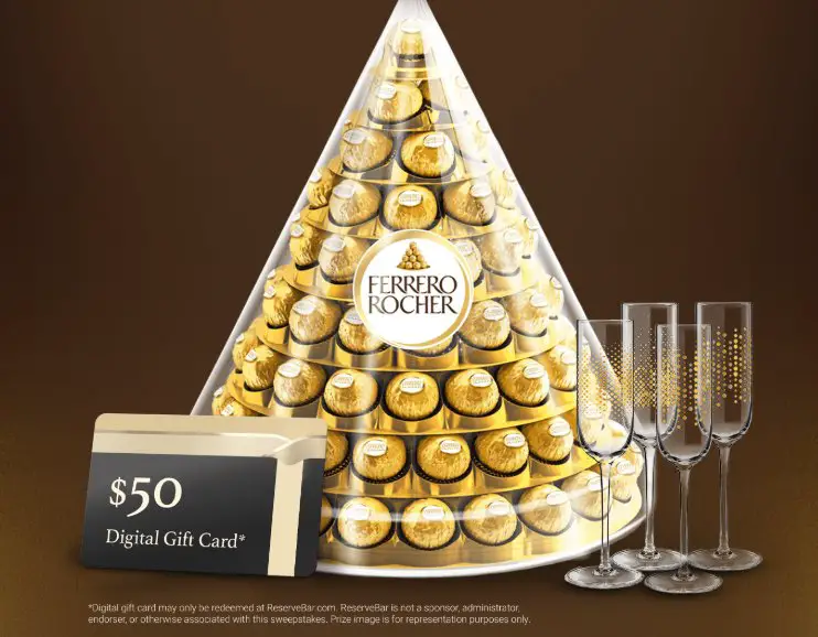 Ferrero Rocher Raise a Rocher Sweepstakes -  Win a Pyramid box of chocolates, 4 Champaign Flutes & More