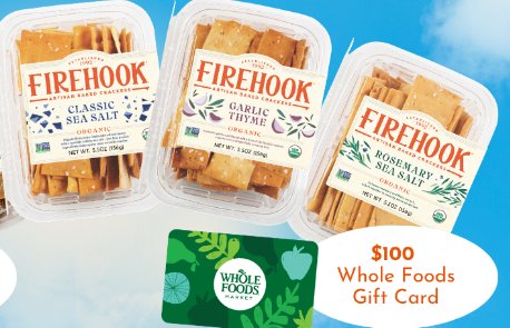 Firehook Crackers Whole Foods Giveaway - Win 4 boxes of Firehook Crackers + $100 Whole Foods Gift Card