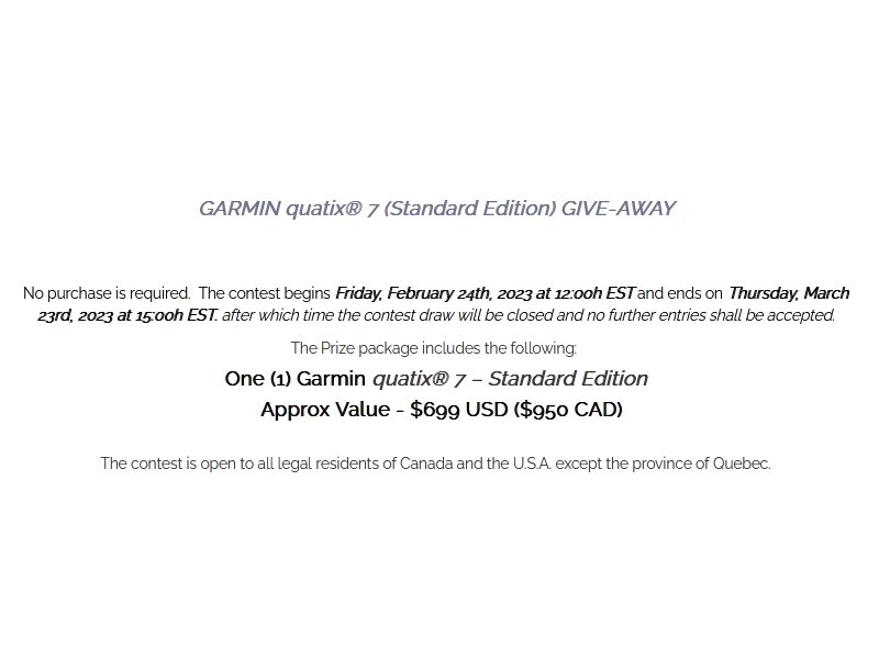 Fish ’N Canada Garmin Quatix 7 Giveaway - Win A Standard Edition Garmin Quatix 7