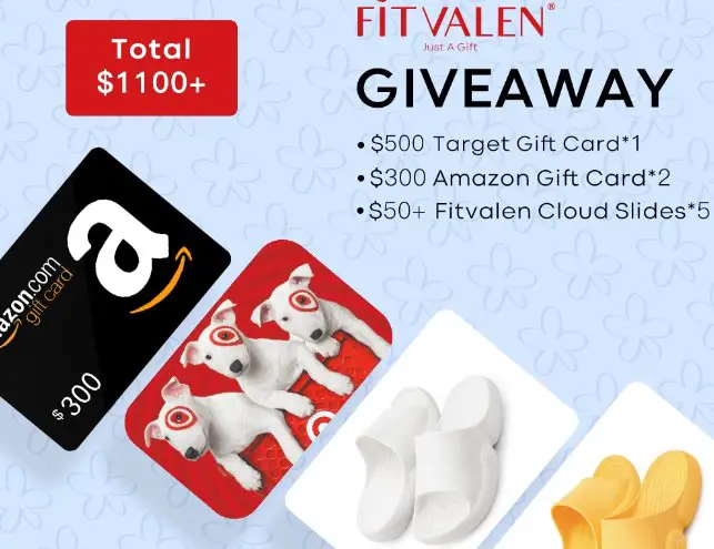 Fitvalen $1100 Gift Cards Giveaway - Win A $500 Target Gift Card Or $300 Amazon Gift Card